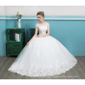 Elegant bateau neckline floor length Ball gown dress korea wedding dresses for fat woman